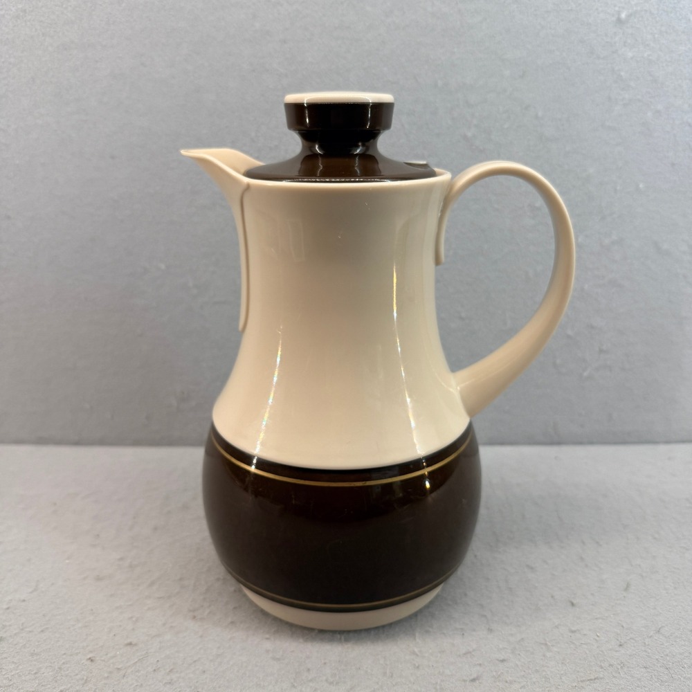 Vintage Thermos No 570 Ingried Coffee Carafe West Germany Cream Brown MCM 10in